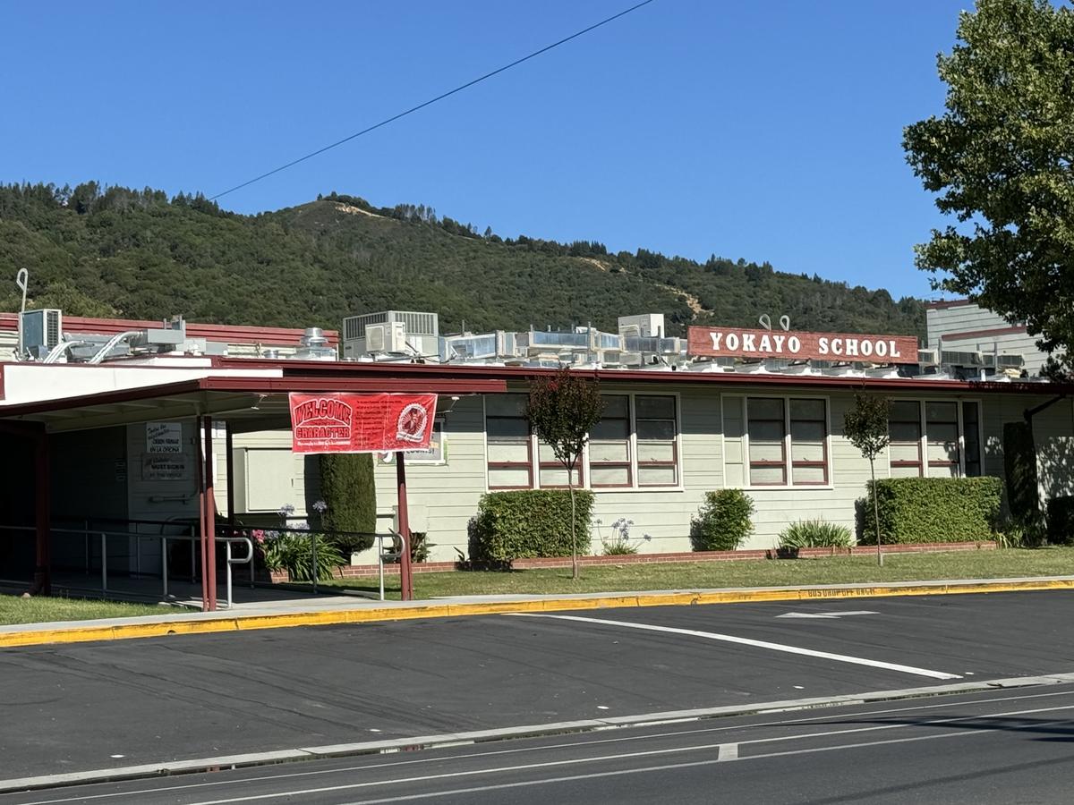 A California elementary school building seen from the street.
